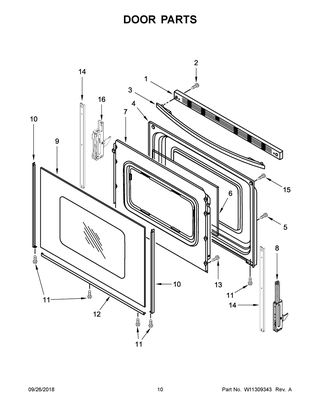 Door Parts Diagram and Parts List for WFE320M0EW2  Whirlpool Range