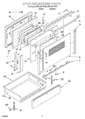 DOOR AND DRAWER Diagram and Parts List for KERC601HWH3  KitchenAid Range