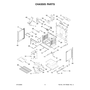 Chassis Parts Diagram and Parts List for WFES5730SZ0  Whirlpool Range