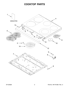 02 - Cooktop Parts Diagram and Parts List for MFES8030RZ0  Whirlpool Range