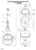 AGITATOR, BASKET AND TUB PARTS Diagram and Parts List for 7MWT74710SM0  Whirlpool Washer
