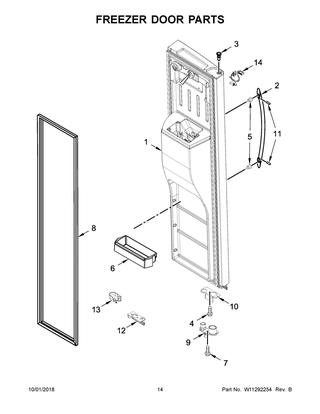 Freezer Door Parts Diagram and Parts List for WRS571CIHW01  Whirlpool Refrigerator