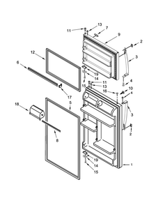 Door Parts Diagram and Parts List for WRT104TFDW00  Whirlpool Refrigerator