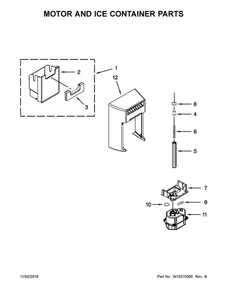 Motor And Ice Container Parts Diagram and Parts List for 10641163310  Kenmore Refrigerator