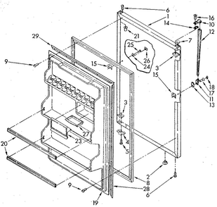 Refrigerator Door Diagram and Parts List for ET18NKXSM04  Whirlpool Refrigerator