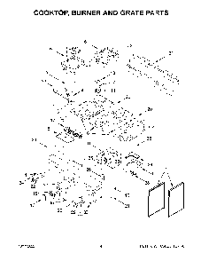 Cooktop, Burner And Grate Parts Diagram and Parts List for KFGC506JBK05  KitchenAid Range