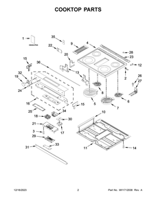 Cooktop Parts Diagram and Parts List for KSEG950ESS6  KitchenAid Range