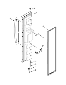 Freezer Door Parts Diagram and Parts List for 5WRS22FDBF02  Whirlpool Refrigerator