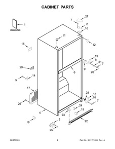 Part Location Diagram of W11511784 Whirlpool Tech Sheet