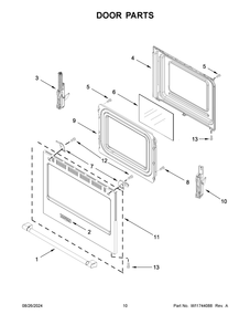 06 - Door Parts Diagram and Parts List for MFGS4030RW0  Whirlpool Range