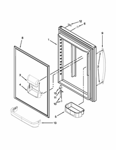 Refrigerator Door Parts Diagram and Parts List for GB2FHDXWS09  Whirlpool Refrigerator