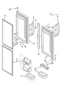 Refrigerator Door Parts Diagram and Parts List for KBFL25ETWH11  KitchenAid Refrigerator