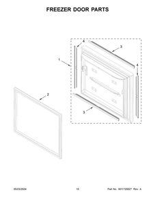 Freezer Door Parts Diagram and Parts List for KRFC302EPA09  KitchenAid Refrigerator