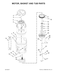 Motor, Basket And Tub Parts Diagram and Parts List for WTW7300DW1  Whirlpool Washer