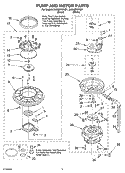 PUMP AND MOTOR Diagram and Parts List for DU950PWKB1  Whirlpool Dishwasher