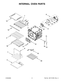 Internal Oven Parts Diagram and Parts List for KOES530PPS00  KitchenAid Wall Oven
