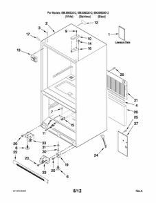 Cabinet Parts Diagram and Parts List for 59669932012  Kenmore Refrigerator