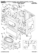 LOWER CABINET AND FRONT PANEL Diagram and Parts List for CSP2760AW1  Whirlpool Dryer