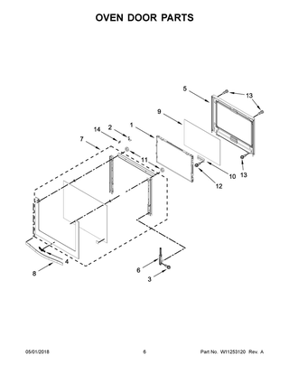 Oven Door Parts Diagram and Parts List for WOS92EC0AB05  Whirlpool Wall Oven