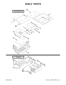 Shelf Parts Diagram and Parts List for KRFF300EBS00  KitchenAid Refrigerator