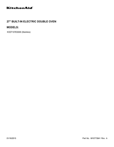 Cover Sheet Diagram and Parts List for KODT107ESS00  KitchenAid Wall Oven