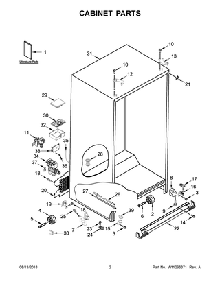 Cabinet Parts Diagram and Parts List for WRSA88FIHN00  Whirlpool Refrigerator