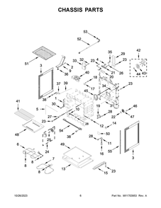 Chassis Parts Diagram and Parts List for YWFE550S0LB3  Whirlpool Range