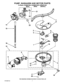 PUMP, WASHARM AND MOTOR PARTS Diagram and Parts List for KUDE60FXBL4  KitchenAid Dishwasher