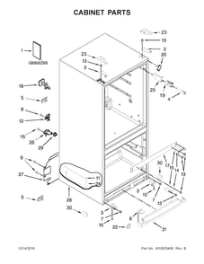 Cabinet Parts Diagram and Parts List for WRF560SMYB05  Whirlpool Refrigerator