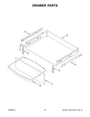 06 - Drawer Parts Diagram and Parts List for YWFE975H0HV0  Whirlpool Range