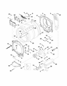 Bulkhead Parts Diagram and Parts List for 11068132411  Kenmore Dryer