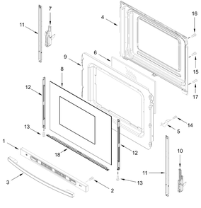 Door Parts Diagram and Parts List for VREW3162RW0  Whirlpool Range