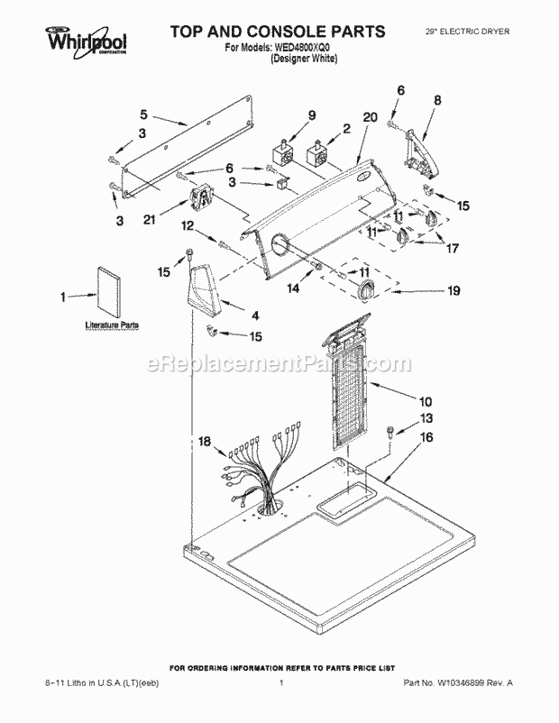 Part Location Diagram of W10096987 Whirlpool INSTRUCTIONS, INSTALLATION