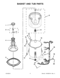 BASKET AND TUB PARTS Diagram and Parts List for 4GWTW4740YQ1  Whirlpool Washer