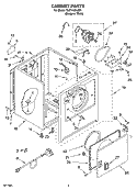CABINET PARTS Diagram and Parts List for YLEV4634JQ1  Whirlpool Dryer