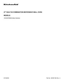 Cover Sheet Diagram and Parts List for KOCE507EBS02  KitchenAid Microwave