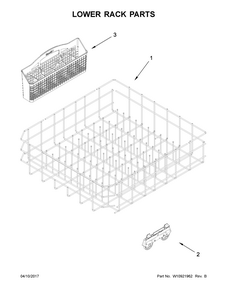 Lower Rack Parts Diagram and Parts List for 66514579N611  Kenmore Dishwasher