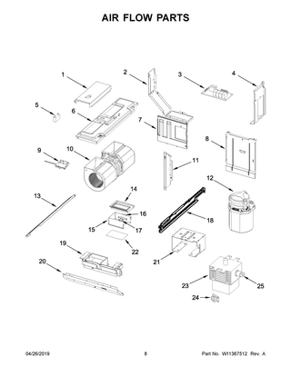 Air Flow Parts Diagram and Parts List for YWML55011HS4  Whirlpool Microwave