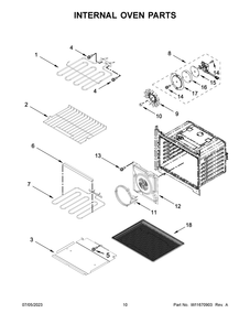 Internal Oven Parts Diagram and Parts List for WOED7030PV00  Whirlpool Wall Oven
