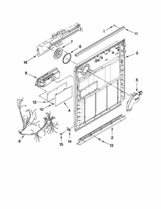 Inner Door Parts Diagram and Parts List for 66513362K111  Kenmore Dishwasher