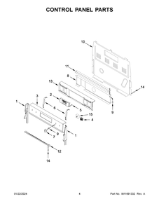 Control Panel Parts Diagram and Parts List for WFE550S0LB3  Whirlpool Range