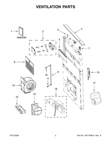 02 - Ventilation Parts Diagram and Parts List for UXD8630DYS6  Whirlpool Range Hood