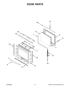 Door Parts Diagram and Parts List for YWFE975H0HV5  Whirlpool Range