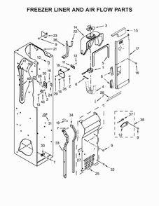 Freezer Liner And Air Flow Parts Diagram and Parts List for KBSD602ESS01  KitchenAid Refrigerator