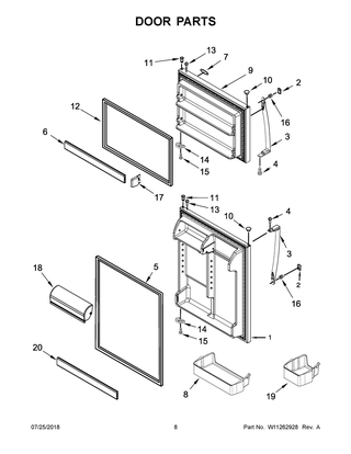 Door Parts Diagram and Parts List for WRT541SZDZ00  Whirlpool Refrigerator