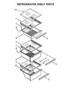Refrigerator Shelf Parts Diagram and Parts List for WRS586FIEH00  Whirlpool Refrigerator