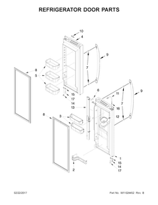Refrigerator Door Parts Diagram and Parts List for WRX735SDBM03  Whirlpool Refrigerator