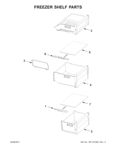 Freezer Shelf Parts Diagram and Parts List for URB551WNGZ0  Whirlpool Refrigerator