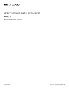 Cover Sheet Diagram and Parts List for KBFO42FTX08  KitchenAid Refrigerator