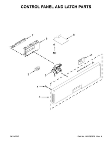 Control Panel And Latch Parts Diagram and Parts List for KDTE204EPA4  KitchenAid Dishwasher
